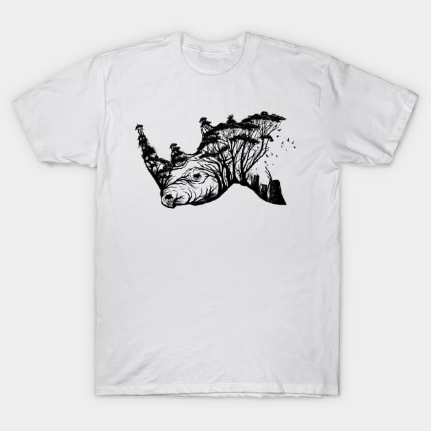 Wild Rhino T-Shirt by DANDINGEROZZ